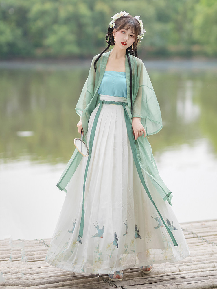汉服女中国风夏秋季新款宋制长干寺对襟长衫齐腰襦裙超仙日常古装