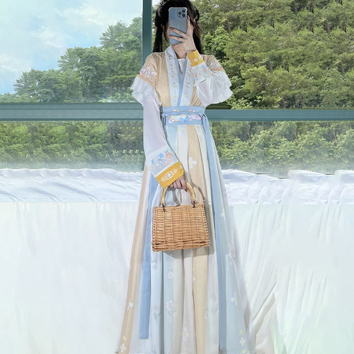 原创夏季唐制汉服女褙超流仙裙