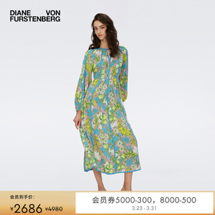 DVF度假圆领长款 艺术印花连衣裙DL1S011