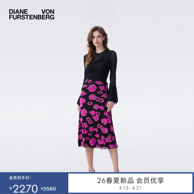 [重工金属针织]DVF2026春夏新款金属黑色针织喇叭袖上衣BL4T006