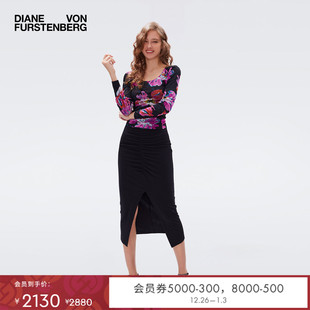 修身 包臀裙黑色中长款 DVF 半身裙KM3R002 博主同款
