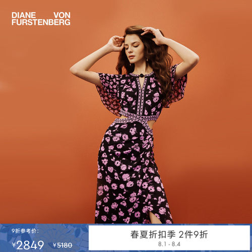 [七夕礼物]DVF2026春夏新款度假风波点腰部挖剪碎花连衣裙DS1U021