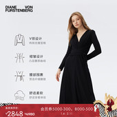 DVF宴会修身 小黑裙 曜石黑天丝羊毛裹身连衣裙MR81E00