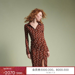 DVF安可拉红波纹锁链POLO领连衣裙DL2S006