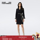 季 末甄选 DVF2025秋冬新款 曜石黑长袖 裹身裙连衣裙DW2T004