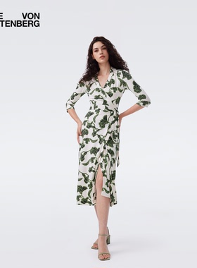 [100%真丝]DVF2026春夏新款线描花影图案针织桑蚕丝裹身裙DW1U016