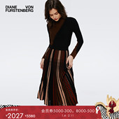 DVF烟管领不对称颜色拼接羊毛针织衫 WL3S004