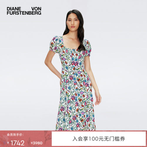 DVF粉白梦幻花海连衣裙
