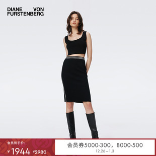 DVF侧开叉印花拼接针织立方体针织半裙KN3S003