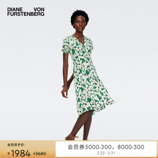 DVF茶歇裙度假碎花裙复古绉纱印花连衣裙DS1S001