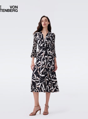 DVF2026春夏新款流光月桂叶摩登针织拼接弹力网纱裹身裙DW1U017