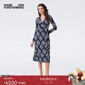 DVF2025秋冬新款 100%真丝 水墨百合图案针织桑蚕丝裹身裙DW3T009