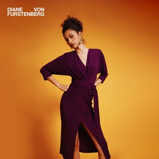 梅子红修身 DVF蝙蝠袖 哑光针织 连衣裙DS1T015 博主同款