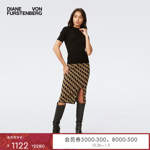 WS4S004 罗纹针织打底衫 DVF2025新款 黑色短袖