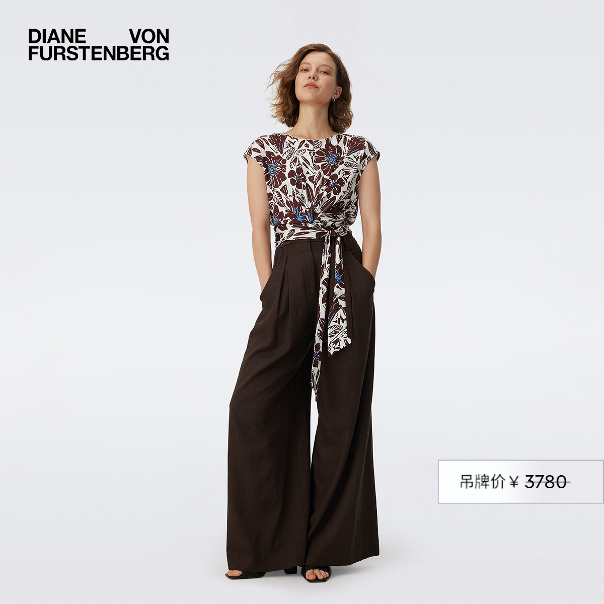 DVF2025新款可可棕裤子