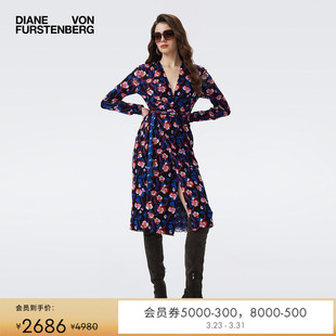 DVF双面印花弹力网纱裹身连衣裙DW3T008 WARP NEW