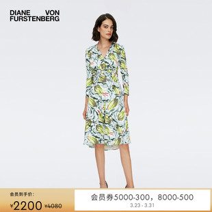 DVF 印花度假海文针织连衣裙DL1S012 碎花裙V领长袖