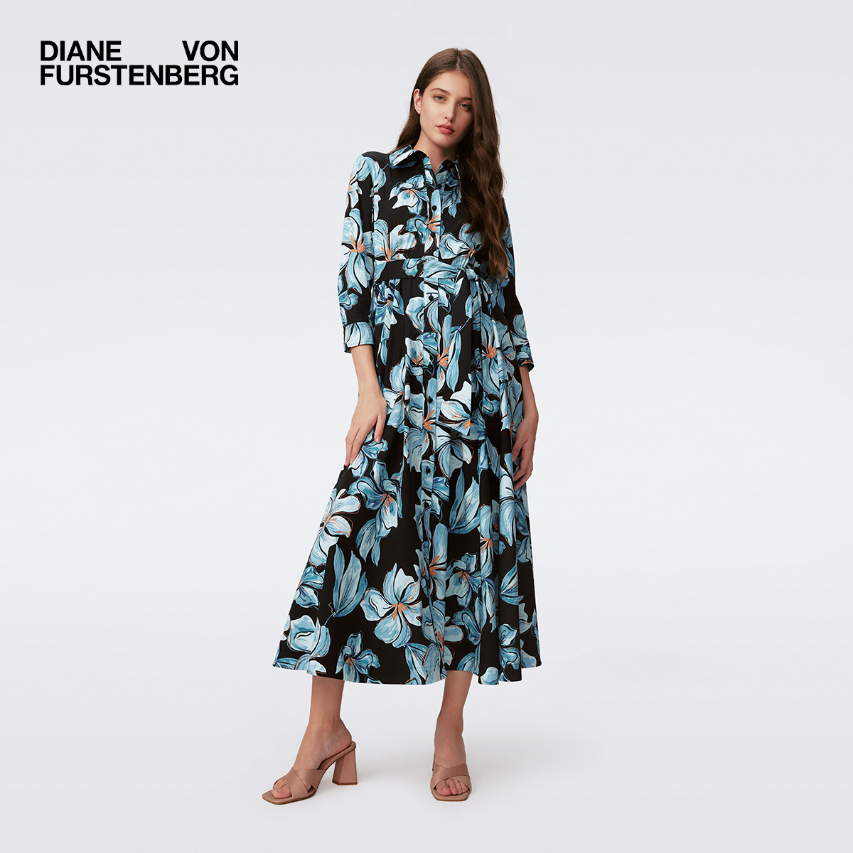 DVF植物印花衬衫裙连衣裙