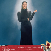 中长款 DVF 半高领A字裙黑色长袖 连衣裙DL3R021