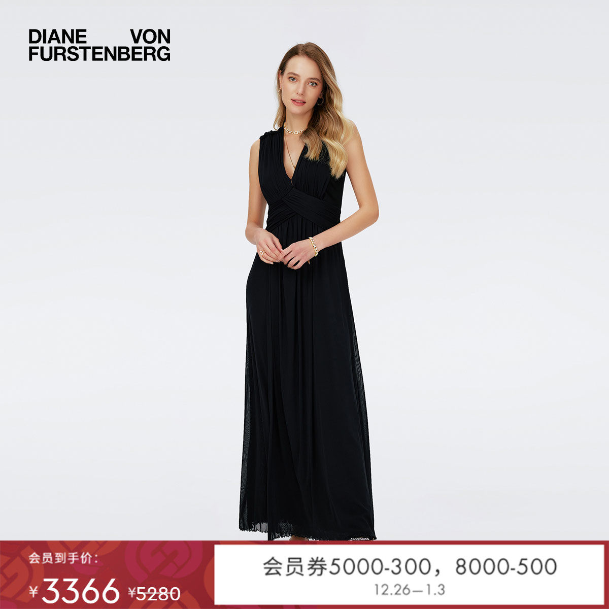 DVF经典黑小黑裙连衣裙