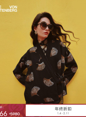 [提花工艺]DVF2025秋冬新款提花银杏叶叠影图案外套JS3T004