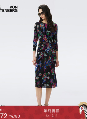 DVF2025秋冬新款浮华之花腰扭结网纱连衣裙DL3T001