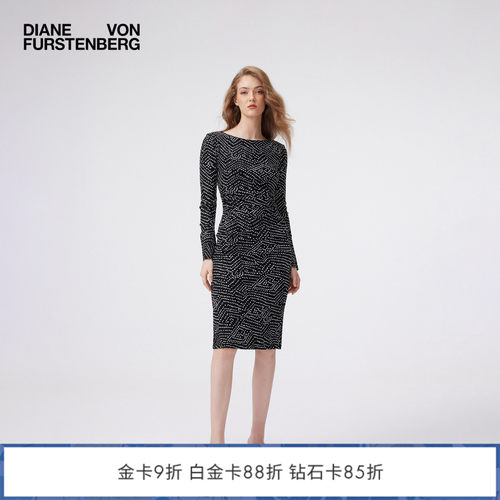 [双面穿]DVF2026秋季新款黑白波点/格纹轻薄网纱连衣裙DL3U019