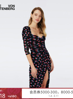 [玫瑰相似款][博主同款]DVF法式度假植物印花修身连衣裙DS4R003