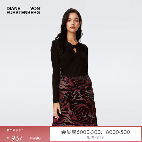 DVF金属黑纯色长袖上衣