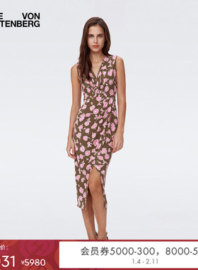 [100%真丝]DVF度假印花针织桑蚕丝裹身连衣裙DW2S023