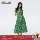 海岛度假 DVF绿色度假春日百合花图案连衣裙DS4S020