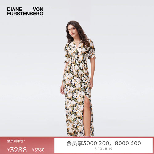 DVF2026春夏新款茶歇裙云朵花卉轻薄绉纱松弛度假风连衣裙DS4T004