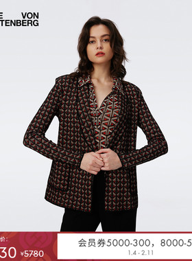 [提花工艺]DVF 几何条纹提花针织西服外套JN3S005