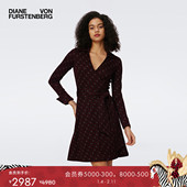 提花工艺 DVF安可拉红POLO领针织提花裹身连衣裙DW3S016