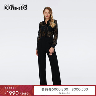 PL4R006 黑色通勤长裤 DVF 阔腿裤