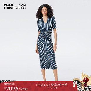 [博主同款]DVF2025秋冬新款V领POLO领腰部扭结短袖连衣裙DS2T036
