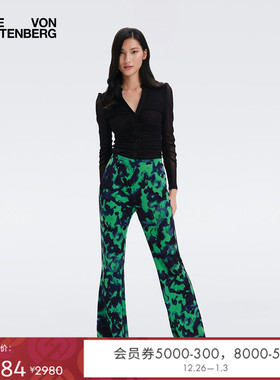 DVF POLO领连体衣黑色长袖弹力网纱修身上衣BL1R010