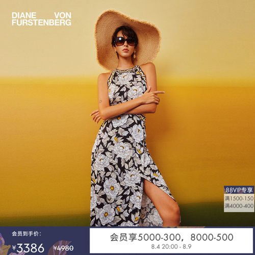 [摩登针织]DVF2026春夏新款海岛度假风摩登比芭玫瑰连衣裙DS1U029