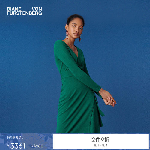 DVF短款羊毛裹身连衣裙