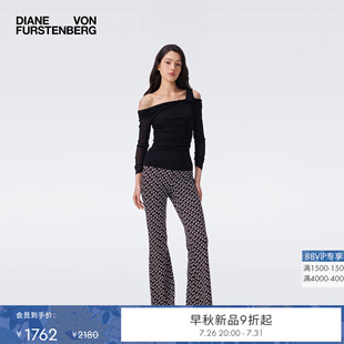 [弹力网纱]DVF2026早秋新款简约曜石黑一字肩轻盈薄款上衣BL2U002