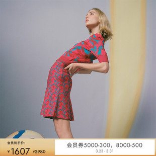 A字裙短款 DVF 提花针织半身裙KN4R002 提花工艺