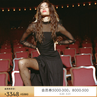 礼服长裙连衣裙GL3R002 DVF轻礼服高领长袖 小黑裙