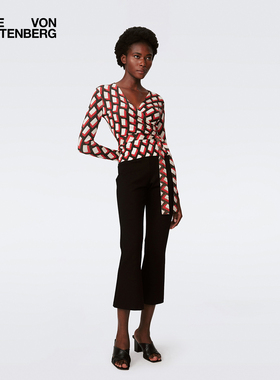 DVF黑色微喇九分长裤MR72E00