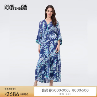 DVF幽蓝星辰图案长款 连衣裙DL2T013 长袖