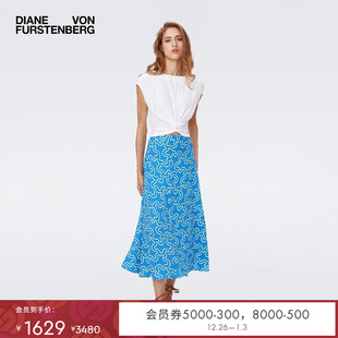 DVF云朵艺术印花度假质感中长款 半裙KL2S008