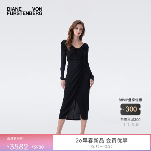 DVF经典黑金属弹力针织连衣裙