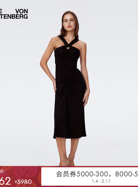DVF曜石黑度假时尚经典宴会年会轻礼服小黑裙DS2S044