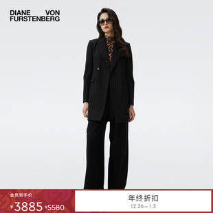 黑白条纹弹力针织西服JL3T001 DVF2025秋冬新款 庞特针织