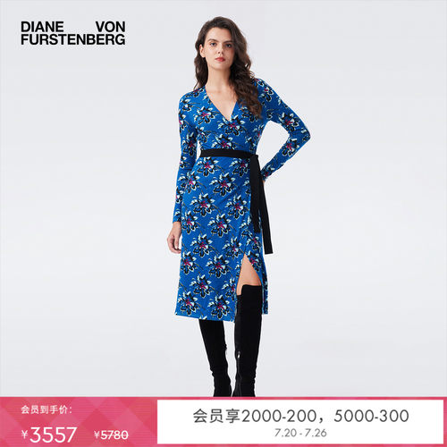 DVF水墨百合图案裹身裙