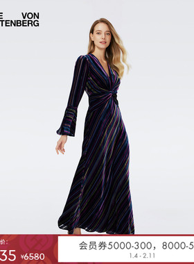 DVF礼服宴会V领年会宴会轻礼服长款连衣裙长裙DL4R043